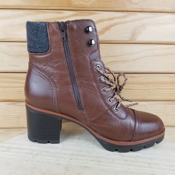 Naturalizer Varuna Waterproof Chocolate Leather High Heel Booties Ankle Boot 11W - Picture 6 of 13